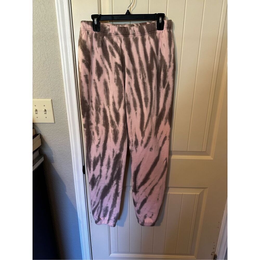 Good American‎ Tie Dye Cotton Pink Gray Boyfriend Women Sweatpants Sz 2 / Medium